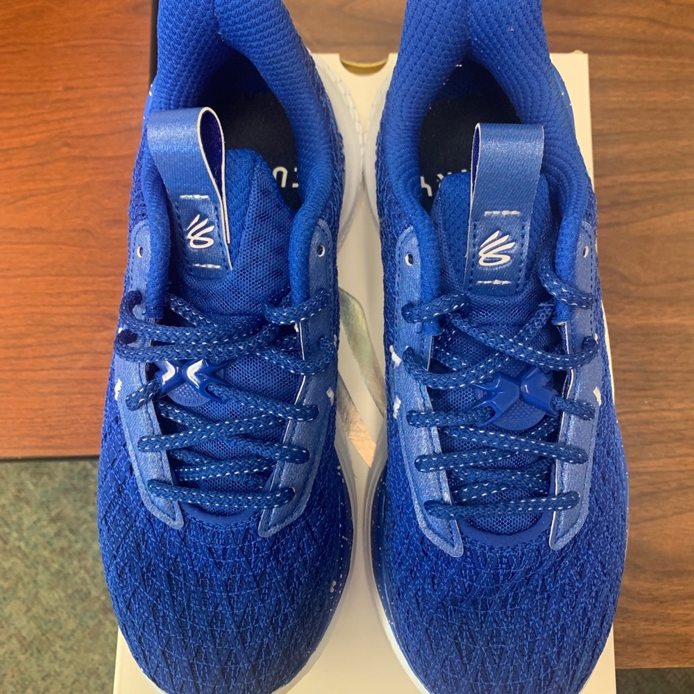 Unisex Steph Curry Flow 10 Under Armor team basketball shoes Blue With White Trm